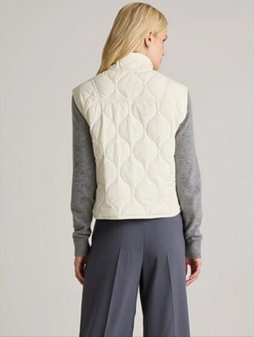 NWOT Quince "Featherless Quilted Puffer Vest" Silken White | Women's Size L - Picture 3 of 11